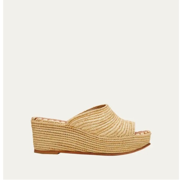 Carrie Forbes Karim Woven Raffia Wedge Slide Sandals platform NEW - Picture 1 of 11